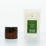 Turmeric spice jar and turmeric
