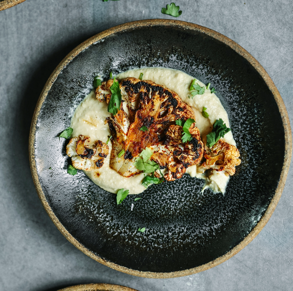 Turmeric Whole Roasted Cauliflower With Cilantro Yogurt Dip